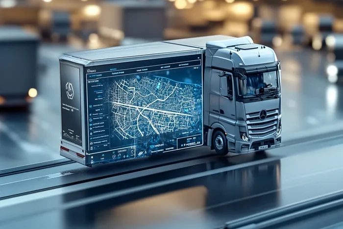 Ciężarówka w ujęciu miniaturowym na autostradzie