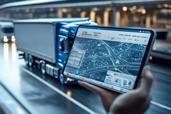 Tablet z mapą i panelem bocznym na biurku
