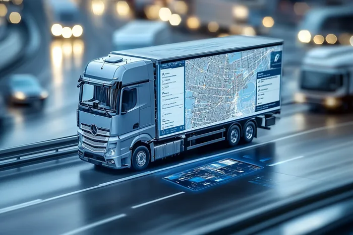 Ciężarówka w ujęciu miniaturowym na autostradzie