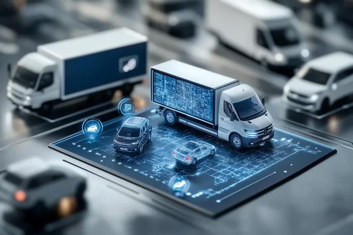 Ciężarówka w ujęciu miniaturowym na autostradzie