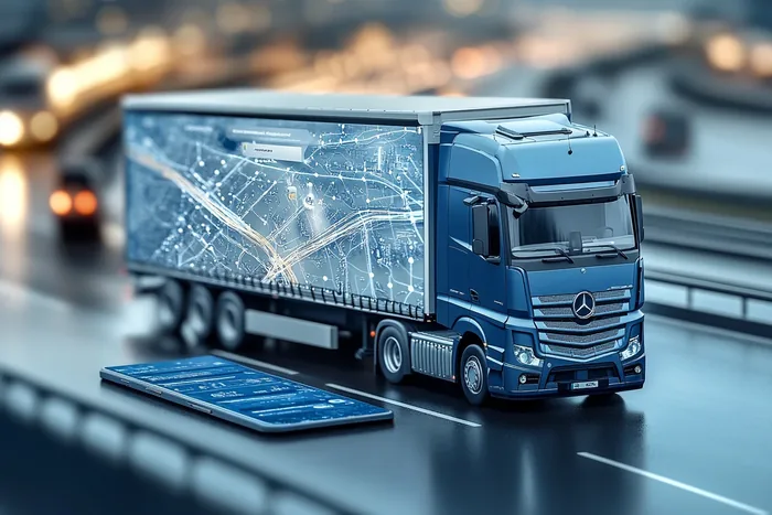 Ciężarówka w ujęciu miniaturowym na autostradzie