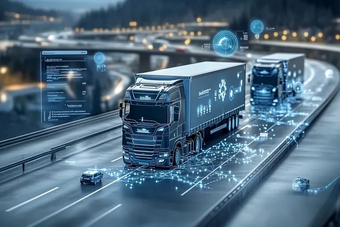 Ciężarówka w ujęciu miniaturowym na autostradzie