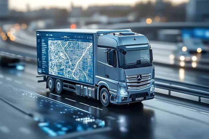 Ciężarówka w ujęciu miniaturowym na autostradzie