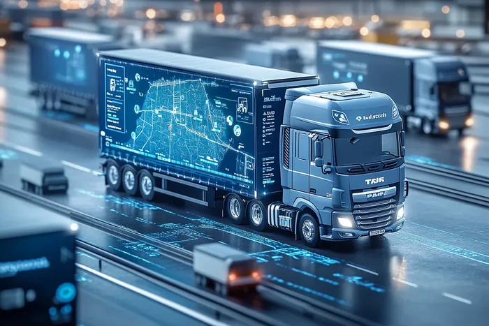 Ciężarówka w ujęciu miniaturowym na autostradzie