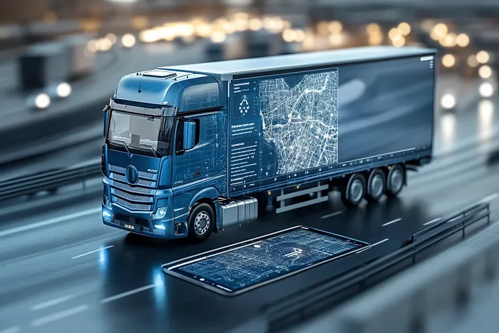 Ciężarówka w ujęciu miniaturowym na autostradzie