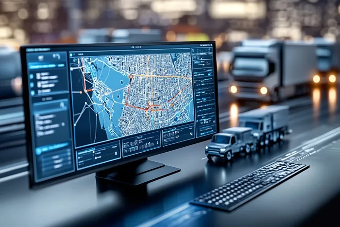 Laptop z mapą na biurku