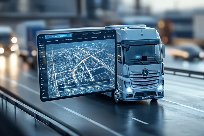 Ciężarówka w ujęciu miniaturowym na autostradzie