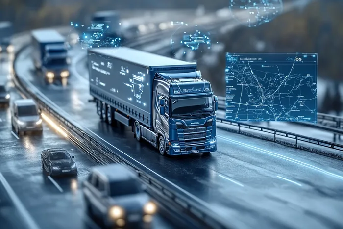 Miniaturowa ciężarówka na autostradzie