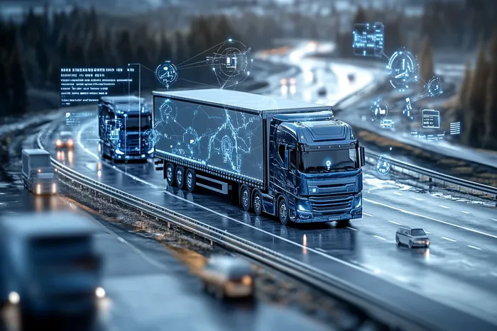 Miniaturowa ciężarówka nocą na autostradzie