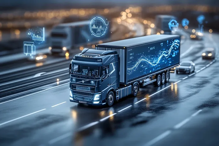 Ciężarówka w ujęciu miniaturowym na autostradzie
